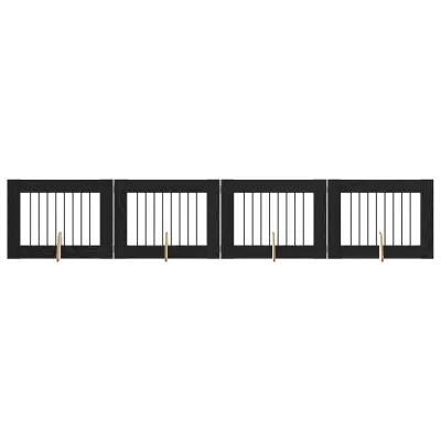vidaXL Vrata za pse z stojali 4 pcs Črni hrast 80 x 60 cm