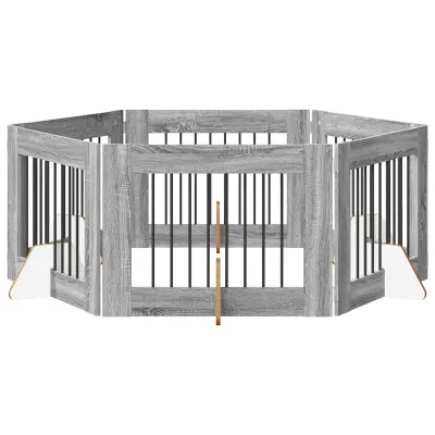 vidaXL Vrata za pse z stojali 6 pcs Siva Sonoma 80 x 60 cm