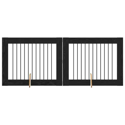 vidaXL Vrata za pse z stojali 2 pcs Črni hrast 100 x 80 cm
