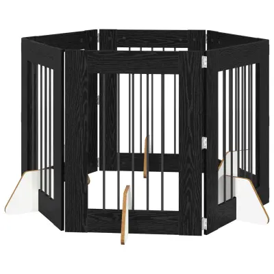vidaXL Vrata za pse z stojali 6 pcs Črni hrast 60 x 80 cm