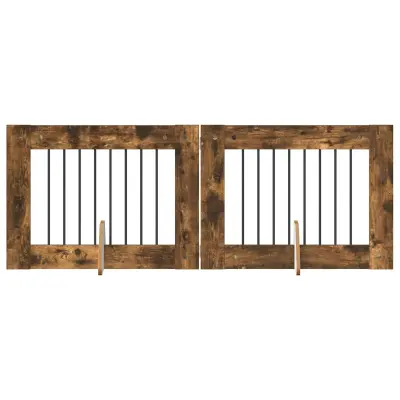 vidaXL Vrata za pse z stojali 2 pcs Dimljen hrast 80 x 60 cm