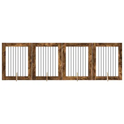 vidaXL Vrata za pse z stojali 4 pcs Dimljen hrast 80 x 100 cm