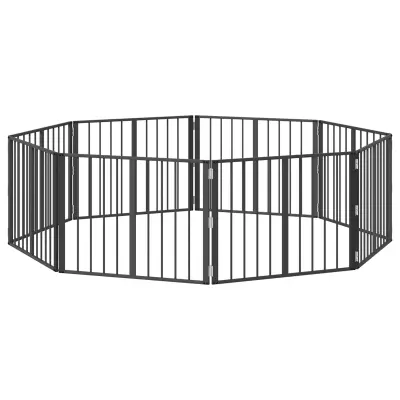 vidaXL Pasja vrata 8 pcs Črna 80 x 60 cm Cinkana jeklena