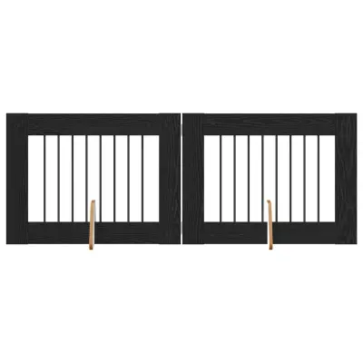 vidaXL Vrata za pse z stojali 2 pcs Črni hrast 80 x 60 cm