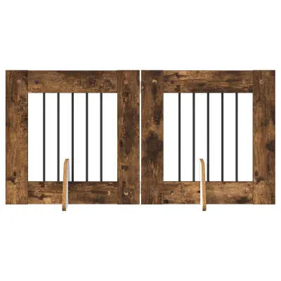 vidaXL Vrata za pse z stojali 2 pcs Dimljen hrast 60 x 60 cm