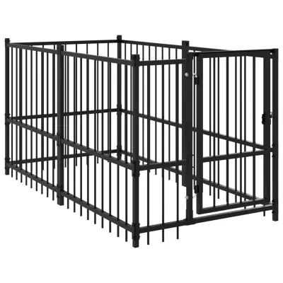 vidaXL Pasji boks črn 193,5x97x100 cm jeklo