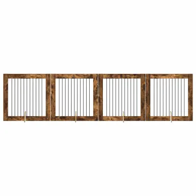 vidaXL Vrata za pse z stojali 4 pcs Dimljen hrast 100 x 100 cm