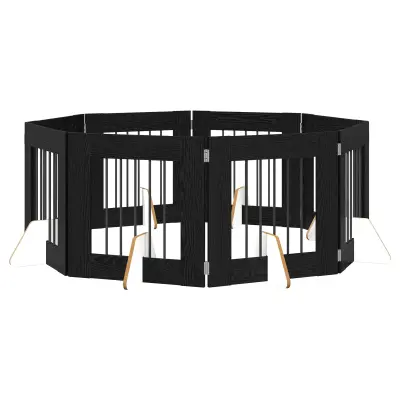 vidaXL Vrata za pse z stojali 8 pcs Črni hrast 60 x 60 cm