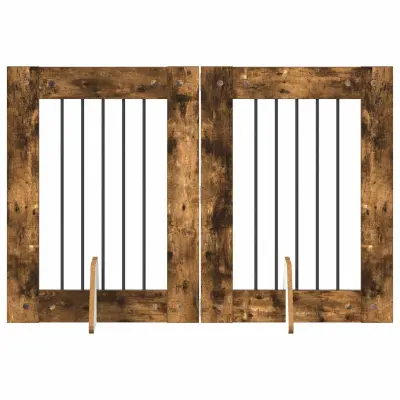vidaXL Vrata za pse z stojali 2 pcs Dimljen hrast 60 x 80 cm
