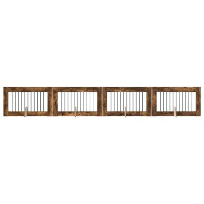 vidaXL Vrata za pse z stojali 4 pcs Dimljen hrast 100 x 60 cm
