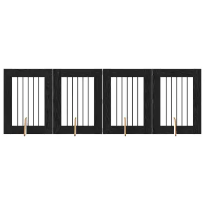 vidaXL Vrata za pse z stojali 4 pcs Črni hrast 60 x 80 cm