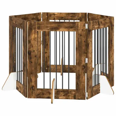 vidaXL Vrata za pse z stojali 6 pcs Dimljen hrast 60 x 80 cm