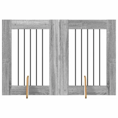 vidaXL Vrata za pse z stojali 2 pcs Siva Sonoma 60 x 80 cm