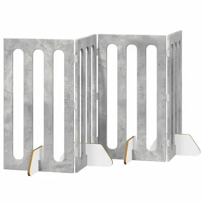 vidaXL Zložljiva ograda za hišne ljubljenčke 4 pcs Beton Siva