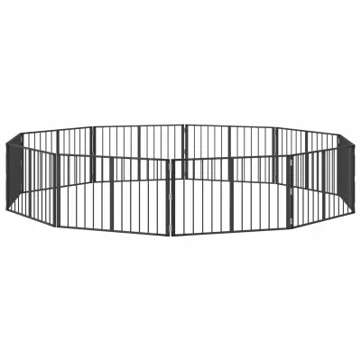 vidaXL Pasja vrata 10 pcs Črna 100 x 60 cm Cinkana jeklena