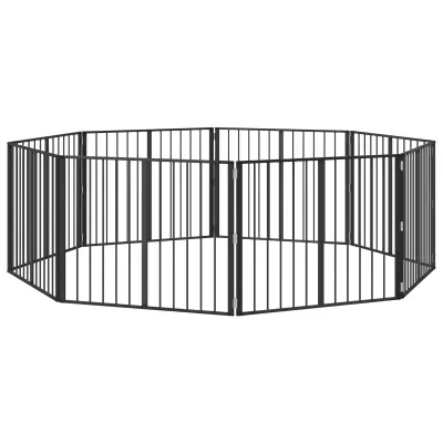 vidaXL Pasja vrata 8 pcs Črna 100 x 80 cm Cinkana jeklena