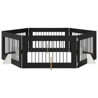vidaXL Vrata za pse z stojali 6 pcs Črni hrast 100 x 60 cm