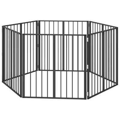 vidaXL Pasja vrata 6 pcs Črna 80 x 80 cm Cinkana jeklena