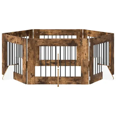 vidaXL Vrata za pse z stojali 6 pcs Dimljen hrast 80 x 60 cm