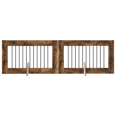 vidaXL Vrata za pse z stojali 2 pcs Dimljen hrast 100 x 60 cm