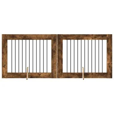 vidaXL Vrata za pse z stojali 2 pcs Dimljen hrast 100 x 80 cm