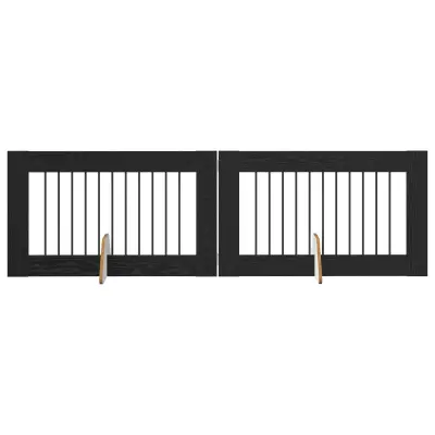vidaXL Vrata za pse z stojali 2 pcs Črni hrast 100 x 60 cm