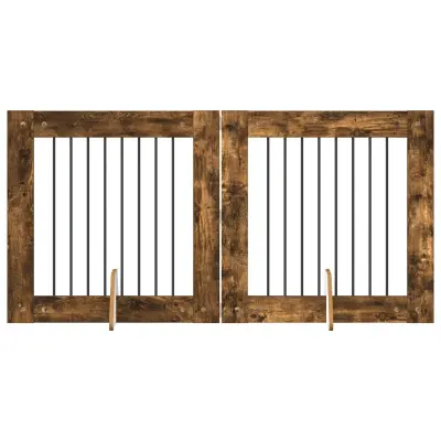vidaXL Vrata za pse z stojali 2 pcs Dimljen hrast 80 x 80 cm