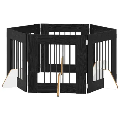 vidaXL Vrata za pse z stojali 6 pcs Črni hrast 60 x 60 cm
