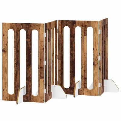 vidaXL Zložljiva ograda za hišne ljubljenčke 4 pcs Hrastovina