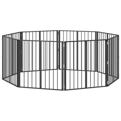 vidaXL Pasja vrata 8 pcs Črna 80 x 80 cm Cinkana jeklena