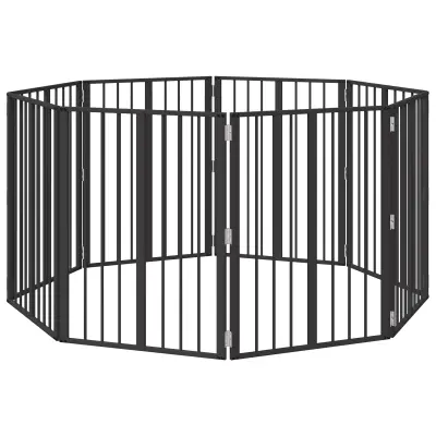 vidaXL Pasja vrata 8 pcs Črna 60 x 80 cm Cinkana jeklena