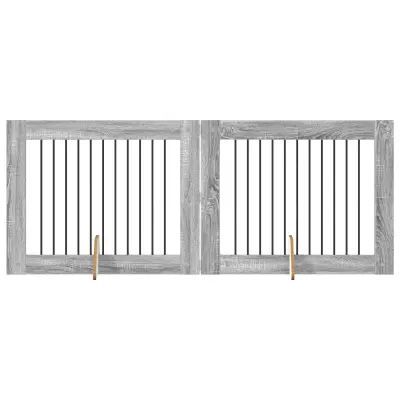 vidaXL Vrata za pse z stojali 2 pcs Siva Sonoma 100 x 80 cm