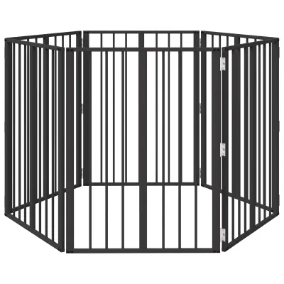 vidaXL Pasja vrata 6 pcs Črna 60 x 80 cm Cinkana jeklena
