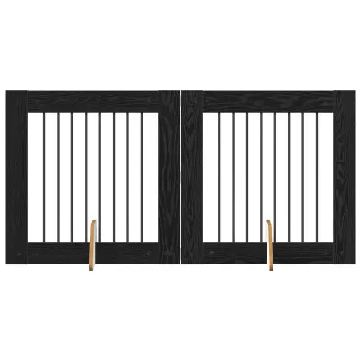 vidaXL Vrata za pse z stojali 2 pcs Črni hrast 80 x 80 cm