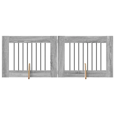 vidaXL Vrata za pse z stojali 2 pcs Siva Sonoma 80 x 60 cm