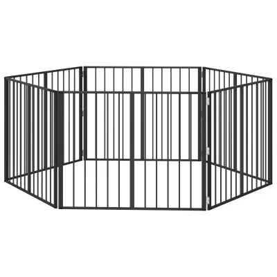vidaXL Pasja vrata 6 pcs Črna 100 x 80 cm Cinkana jeklena