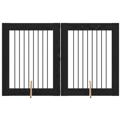 vidaXL Vrata za pse z stojali 2 pcs Črni hrast 80 x 100 cm