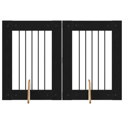 vidaXL Vrata za pse z stojali 2 pcs Črni hrast 60 x 80 cm