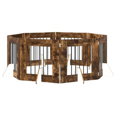 vidaXL Vrata za pse z stojali 8 pcs Dimljen hrast 60 x 60 cm