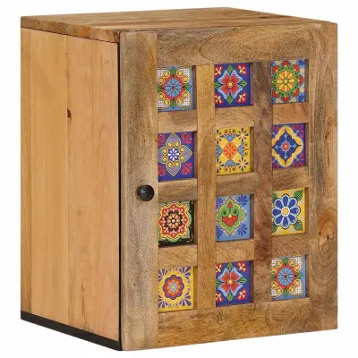 vidaXL Viseča omara za kopalnico z vrati Naravna 38 x 33 x 48 cm