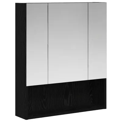 vidaXL Kopalniška ogledalna omara Črna Orehovina 60 x 14.5 x 70 cm
