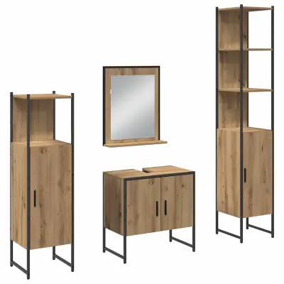 vidaXL Komplet pohištva za kopalnico 4 pcs Rjava 33 x 33 x 185.5 cm