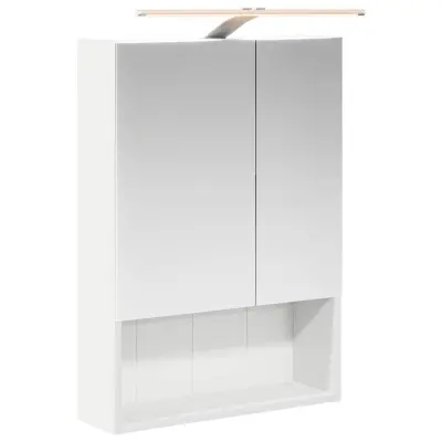 vidaXL Kopalniška ogledalna omara z LED lučmi Bela 50 x 14,5 x 70 cm