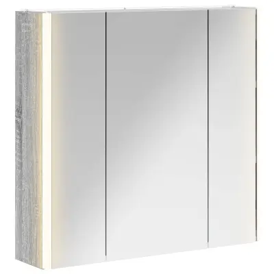 vidaXL Kopalniška ogledalna omara Siva Sonoma 63,5 x 15,5 x 60,5 cm