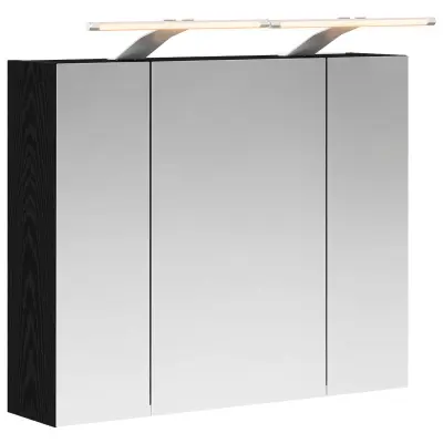 vidaXL Kopalniška ogledalna omara Črna Orehovina 60 x 14,5 x 50 cm