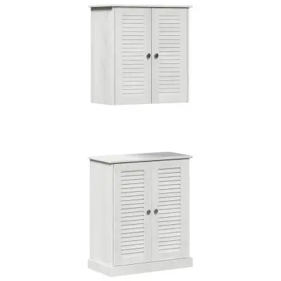 vidaXL Komplet pohištva za kopalnico 2 pcs Bela in antikna bela