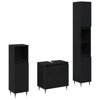 vidaXL Komplet pohištva za kopalnico z vrati 3 pcs Črna Orehovina