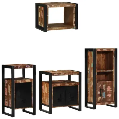vidaXL Komplet pohištva za kopalnico 4 pcs Trdna obnovljena les