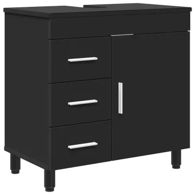 vidaXL Kopalniška enota Črna 60 x 35 x 60 cm Inženirski les