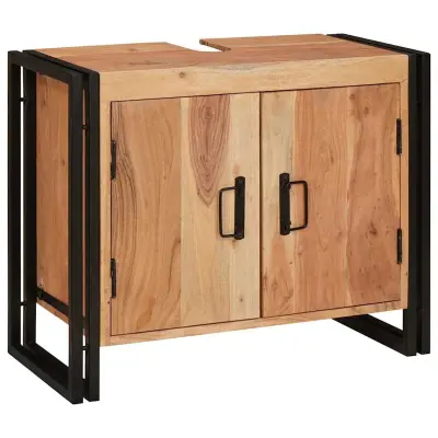 vidaXL Omarica za umivalnik Rjava 71 x 33 x 58 cm Masiven les akacije